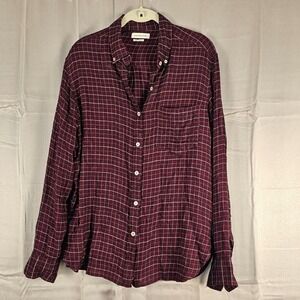 Plaid Button-Up Shirt in Burgundy